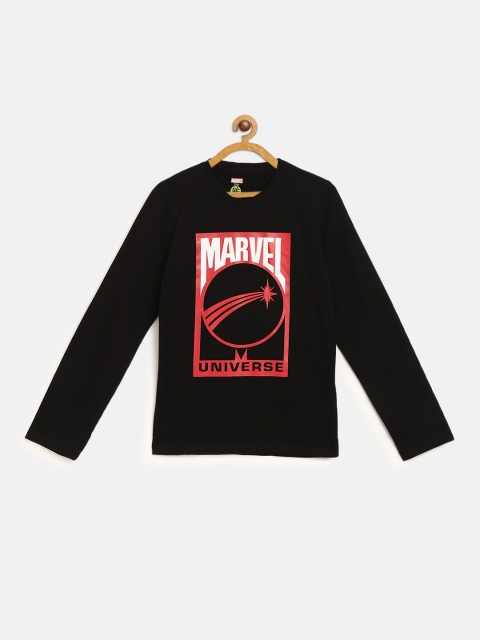 

YK Marvel Boys Black & Red Marvel Printed Round Neck T-shirt