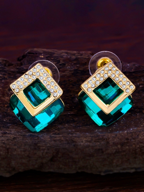 

Sukkhi Gold-Plated Green Geometric Studs