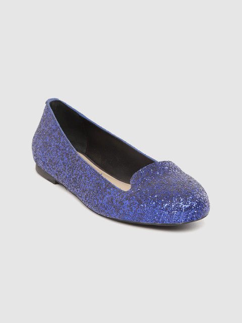 

OCEEDEE Women Navy Blue Glitter Textured Ballerinas