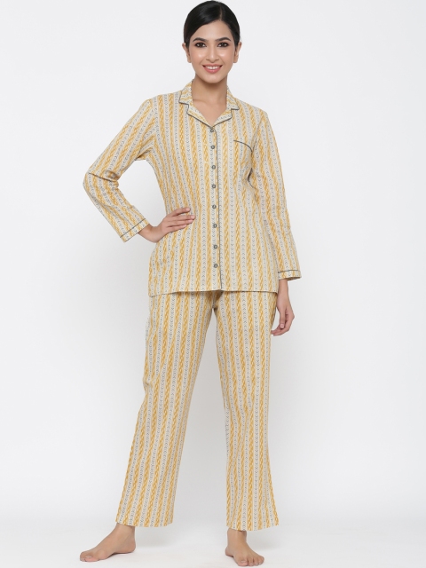 

Jaipur Kurti Women Yellow & Grey Printed Night Suit