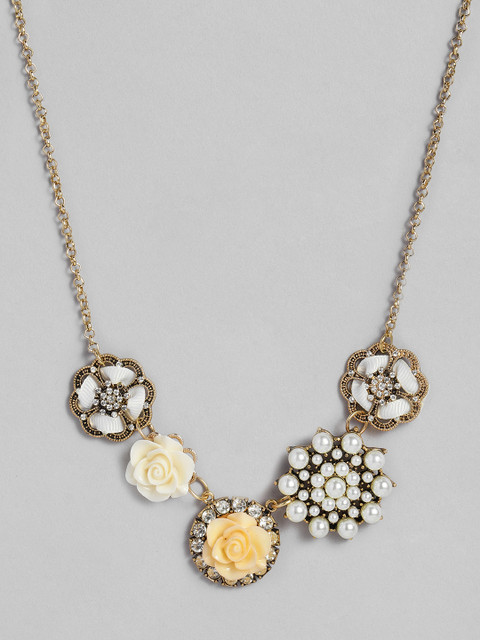 

DressBerry White & Yellow Embellished Antique Gold-Plated Necklace