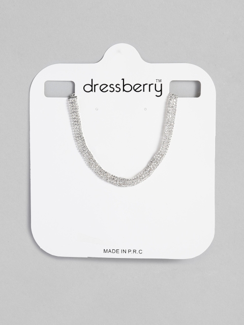 

DressBerry Silver-Plated Stone Studded Choker Necklace