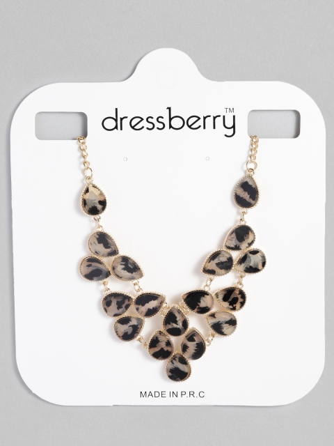 

DressBerry Black Gold-Plated Beaded Necklace