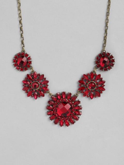 

DressBerry Gold-Plated Red Studded Necklace