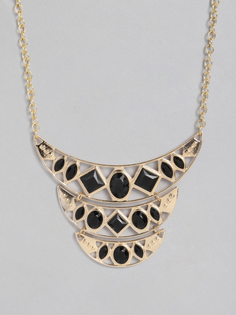 

DressBerry Black Gold-Plated Studded Necklace