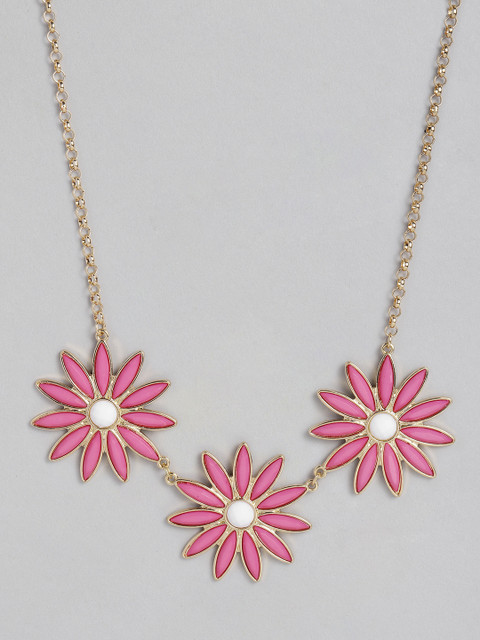

DressBerry Pink Gold-Plated Studded Floral Necklace