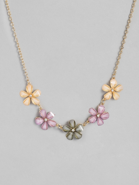 

DressBerry Green & Pink Gold-Plated Floral-Shaped Necklace