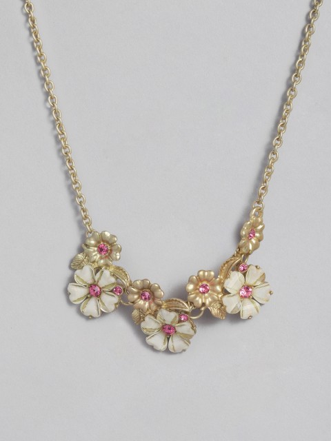

DressBerry Pink & White Gold-Plated Floral Necklace