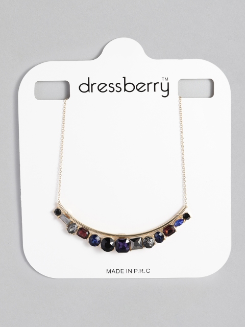 

DressBerry Multicoloured Gold-Plated Studded Necklace, Multi