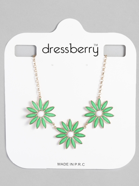 

DressBerry Gold-Plated Green Beaded Necklace