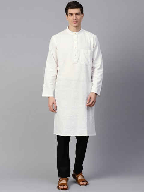 

Fabindia Men White Solid Straight Kurta