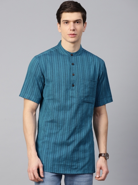 

Fabindia Men Blue Striped Straight Kurta