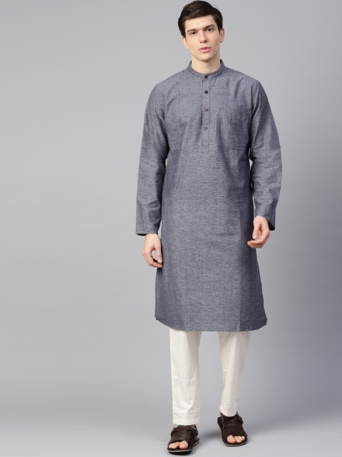 

Fabindia Men Blue Solid Straight Kurta