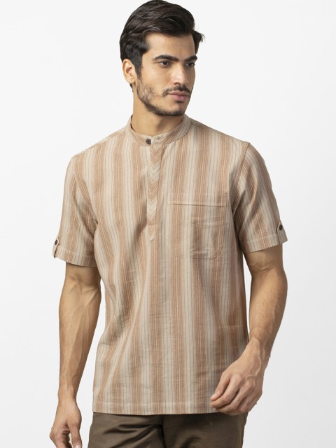 

Fabindia Men Brown & Beige Striped Straight Kurta