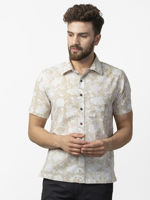 

Fabindia Men Beige & White Regular Fit Handblock Print Casual Shirt