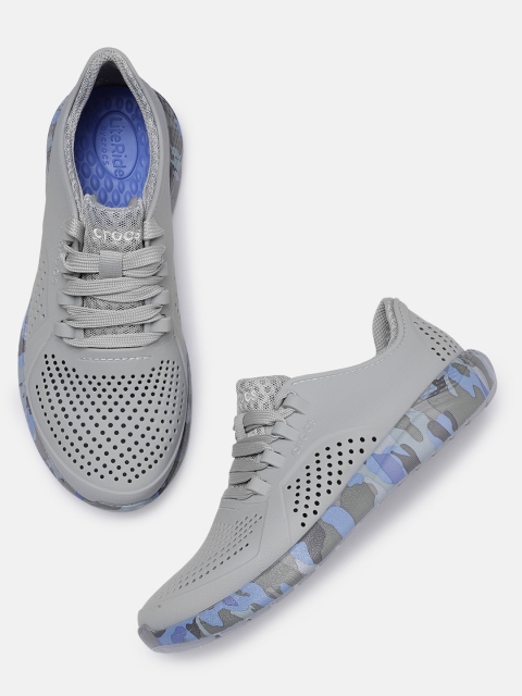 

Crocs Women Grey Perforations Leather Sneakers