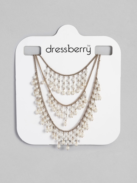 

DressBerry Gold-Toned & White Beaded Layered Necklace