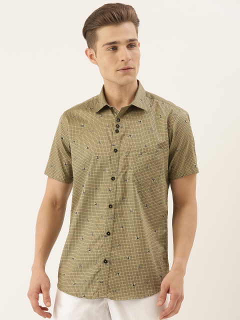 

COUPER & COLL Men Green & Black Premium Slim Fit Checked Casual Shirt