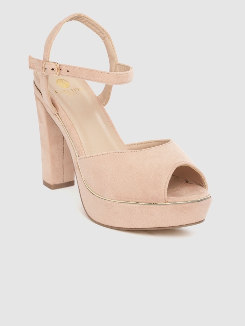 

Carlton London Women Nude-Coloured Solid Peep Toe Platform Heels
