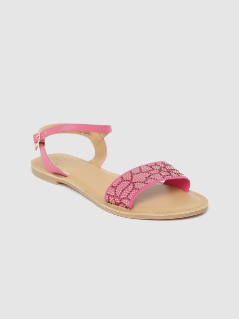 

Carlton London Women Pink & Gold-Toned Embellished Open Toe Flats