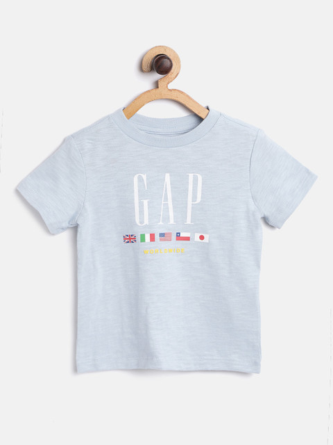 

GAP Boys Blue & White Brand Logo Print Pure Cotton Round Neck T-shirt