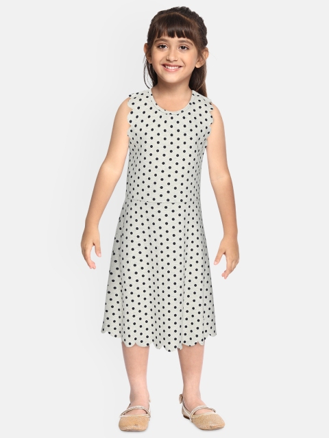 

GAP Girls Grey Melange & White Polka Dot Print A-Line Dress