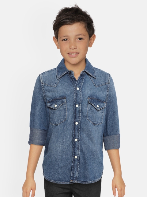 

GAP Boys Blue Regular Fit Faded Denim Cotton Casual Shirt