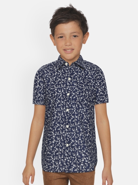 

GAP Boys Navy Blue & White Ethnic Motifs Print Shirt