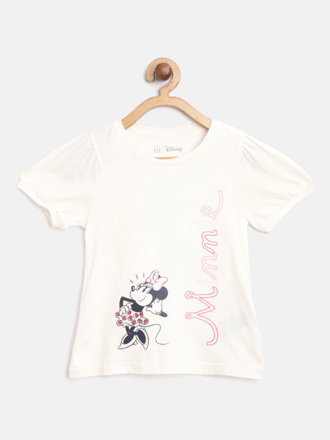 

GAP Girls Off-White & Pink Disney Minnie Mouse Pure Cotton T-Shirt