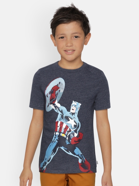 

GAP Boys Navy Blue & Red Captain America Print Round Neck T-shirt