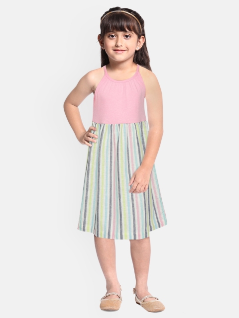 

GAP Girls Pink & White Striped A-Line Dress