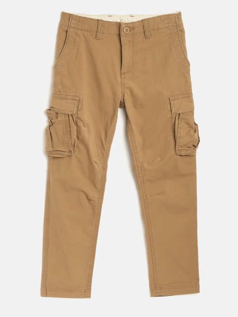 

GAP Boys Camel Brown Solid Comfort Stretch Cargos