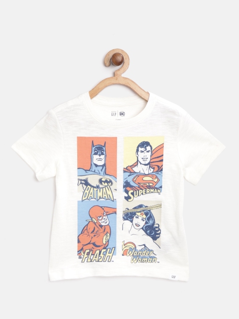 

GAP Boys White & Blue DC Superhero Print Pure Cotton T-Shirt