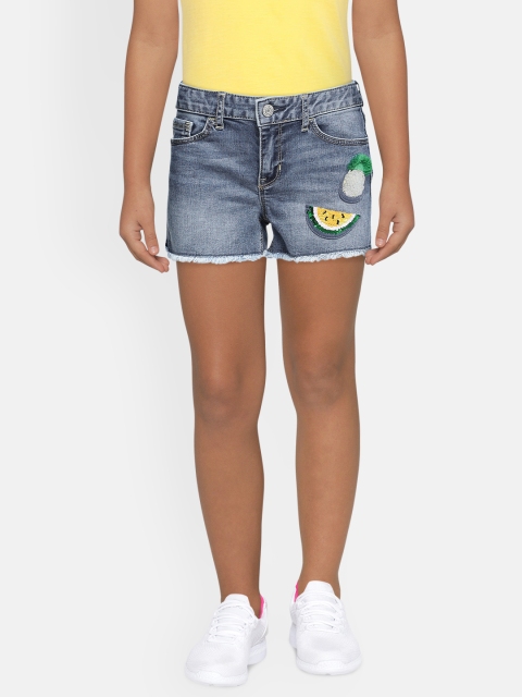 

GAP Girls Blue Sequin Patch Regular Fit Denim Shorts