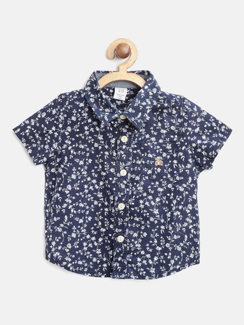 

GAP Infant Boys Navy Blue & White Regular Fit Floral Print Casual Shirt