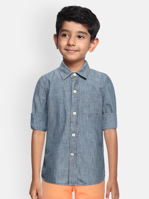

GAP Boys Blue Regular Fit Solid Casual Shirt