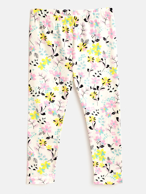 

GAP Girls White & Yellow Floral Print Ankle Length Leggings
