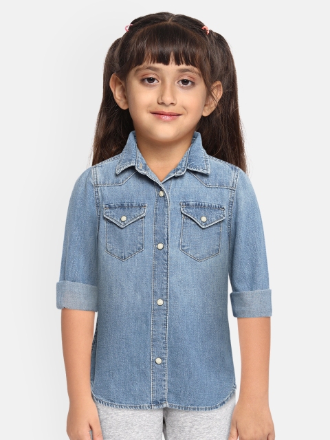 

GAP Girls Blue Regular Fit Faded Denim Cotton Casual Shirt
