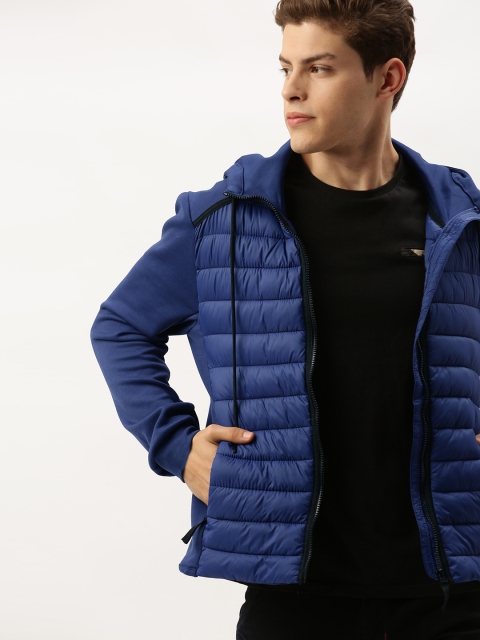 

Flying Machine Men Blue Solid Hooded Padded Jacket