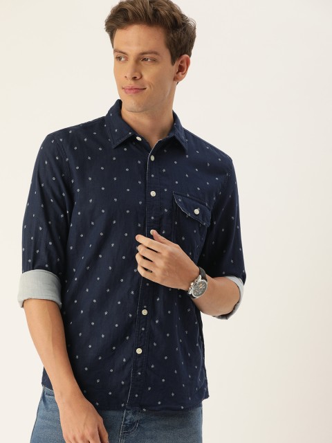 

GAP Men Navy Blue Regular Fit Printed Casual Shirt