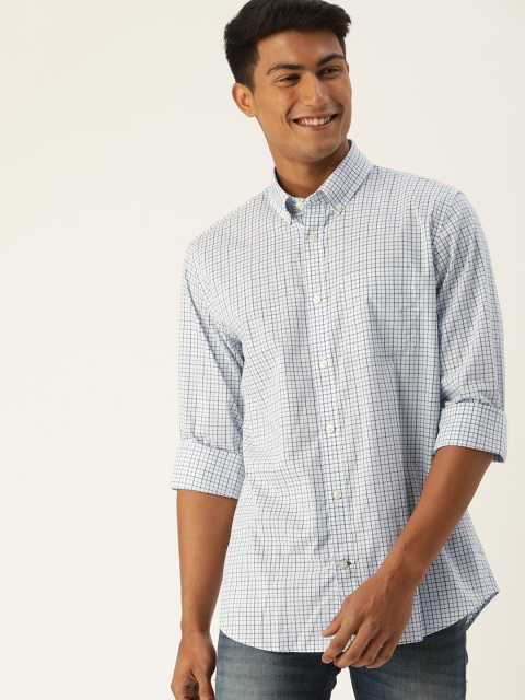 

GAP Men Blue & White Regular Fit Checked Casual Shirt