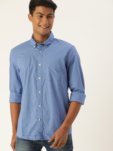 

GAP Men Blue Regular Fit Printed Casual Shirt