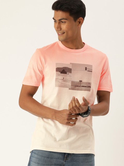 

GAP Men Pink Printed Round Neck T-shirt