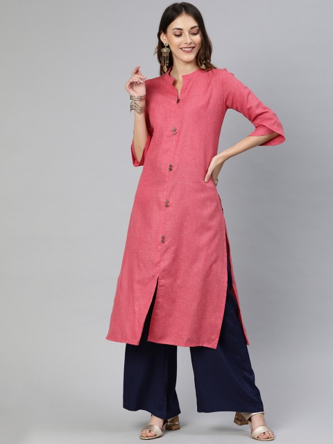 

Swishchick Women Pink Solid Straight Kurta