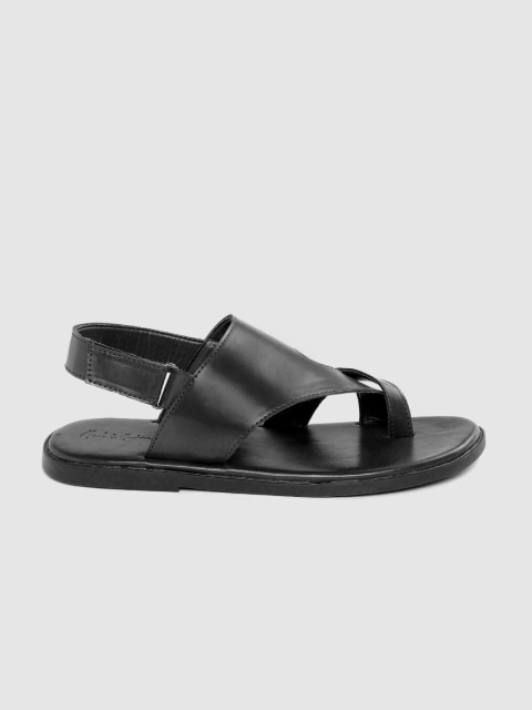 

Mast & Harbour Men Black One Toe Comfort Sandals