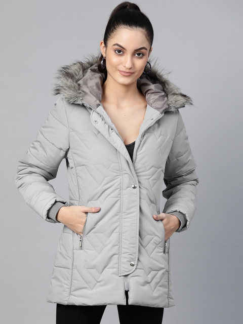 

Fort Collins Women Grey Solid Lightweight Longline Parka Jacket