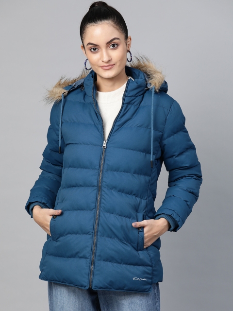 

Fort Collins Women Blue Solid Lightweight Longline Puffer Jacket