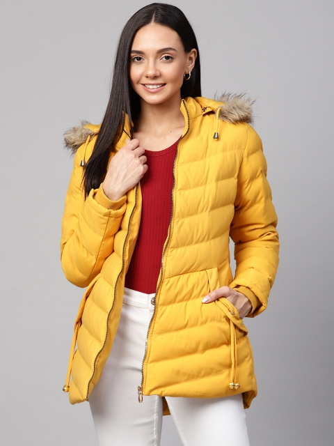 

Fort Collins Women Mustard Yellow Solid Parka Jacket