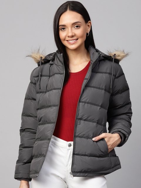 

Fort Collins Women Charcoal Solid Lightweight Parka Jacket