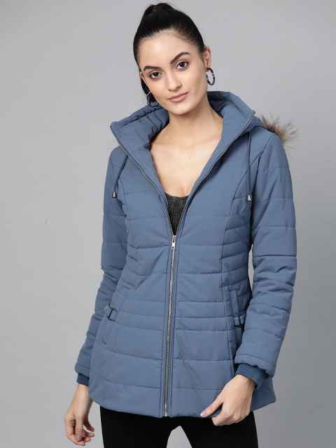 

Fort Collins Women Blue Solid Lightweight Hooded Parka Jacket